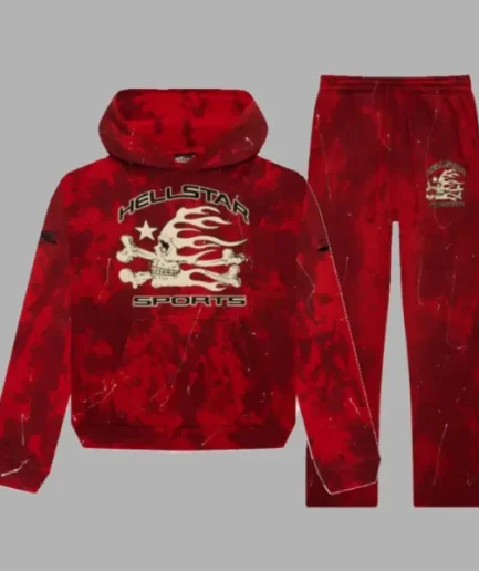 Red Hellstar Sports Tye Dye Skull Tracksuit