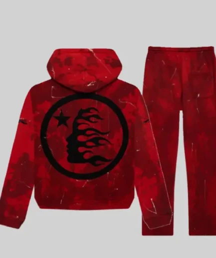 Red Hellstar Sports Tye Dye Skull Tracksuit