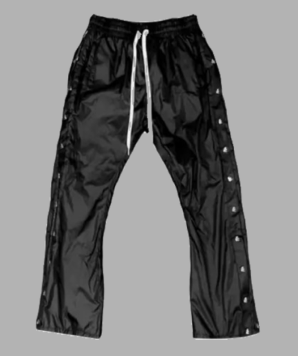 Black Hellstar Snap Waxed Nylon Pants