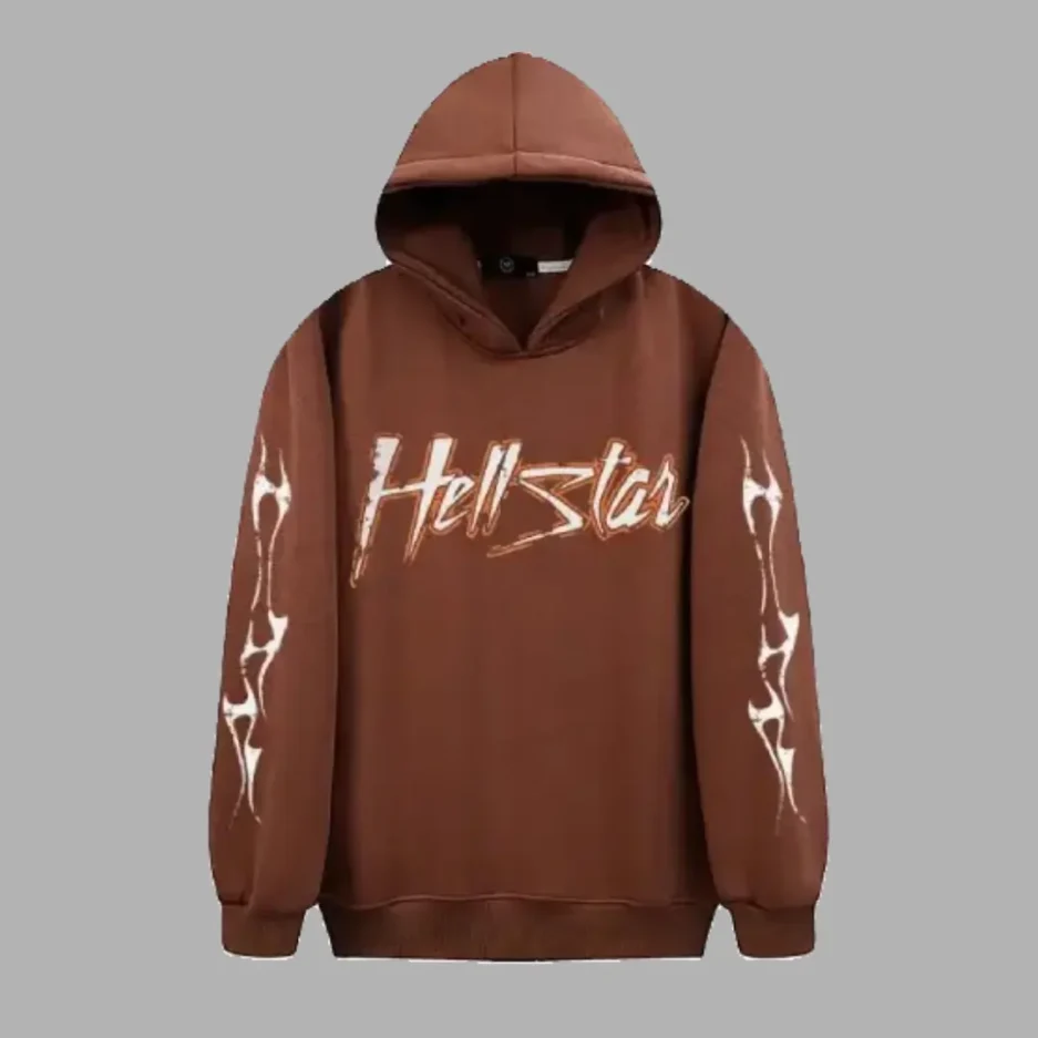 Brown Hellstar Studios Flame Hoodies